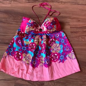 Marciano silk floral halter top